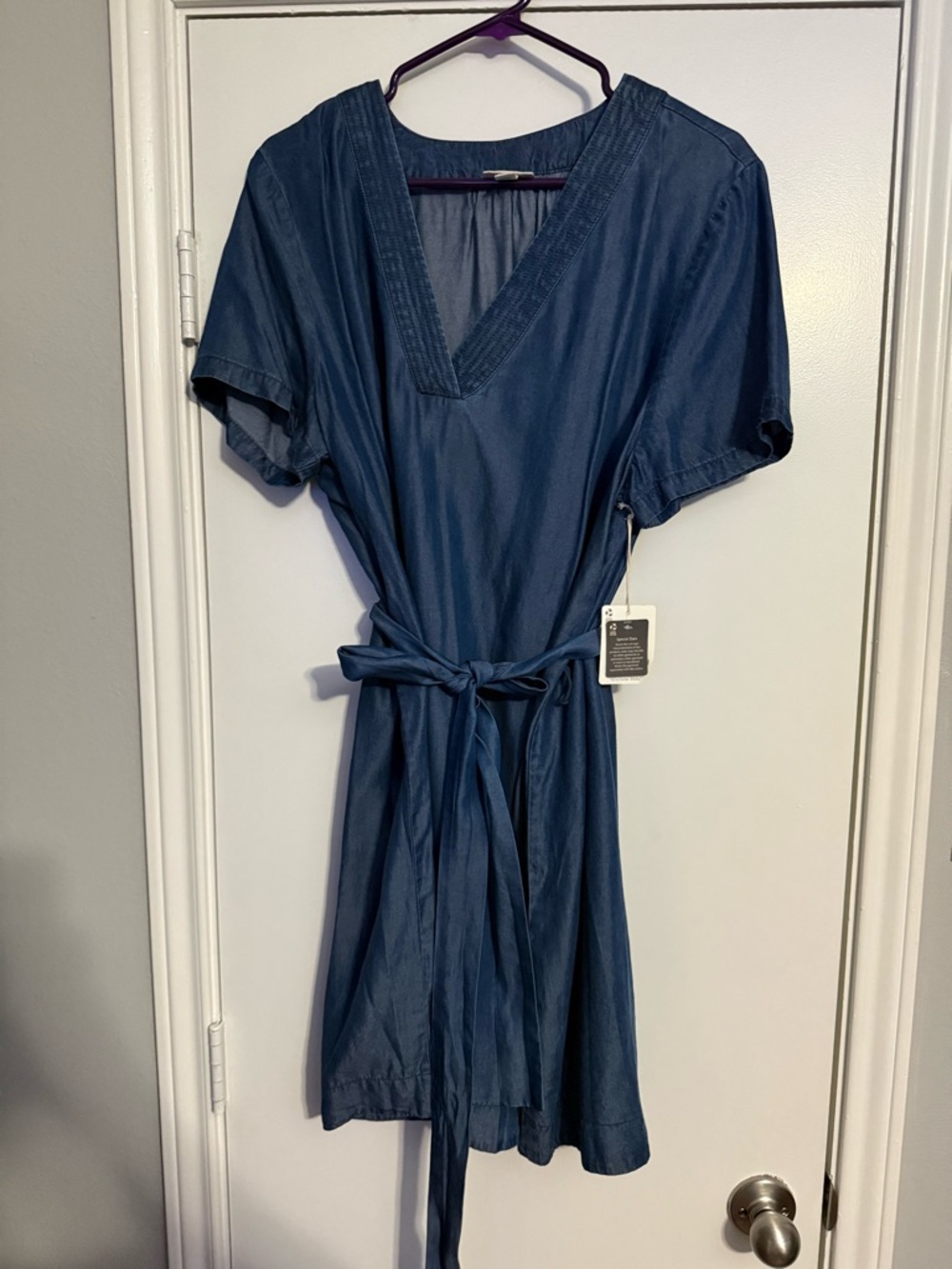 a.n.a Blue Midi Tie-Waist Dress